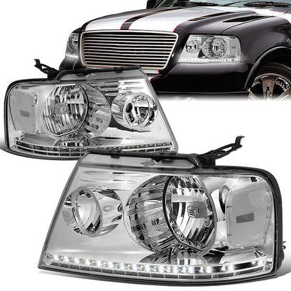 FAROS 04-08 FORD F-150 / 06-08 LINCOLN MARK LT - LED DRL - CHROME HOUSING / CLEAR CORNER