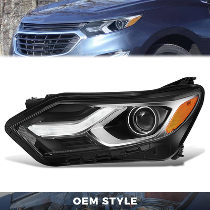 FAROS OE STYLE - 18-21 CHEVROLET EQUINOX - FITS MODELS WITH FACTORY HALOGEN HEADLIGHTS - 9012 HIGH / LOW BEAM / 7444NA TURN SIGNAL - BLACK HOUSING - LEFT