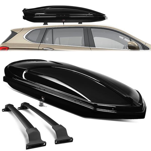 PORTAEQUIPAJE ROOF RACK CROSS BARS + CARGO ROOF BOX - 16-19 BUICK ENVISION - ONLY FITS WITH OEM ROOF RAILS - BLACK