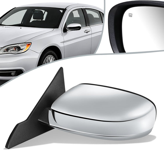 RETROVISOR MIRROR - 11-13 CHRYSLER 200, CONVERTIBLE - POWERED - FOLDING - OEM - LEFT - CHROME