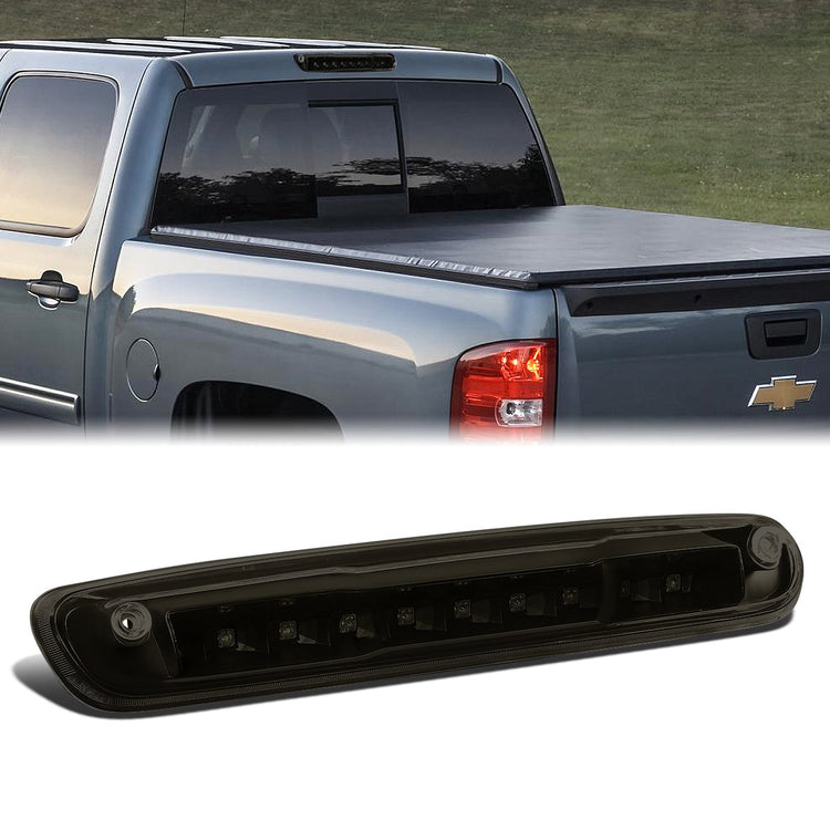 LUZ DE FRENO 07-13 CHEVY SILVERADO 1500, 1500HD, GMC SIERRA 1500, 1500HD / 07-14 SILVERADO 2500, 3500, HD MODELS, SIERRA 2500, 3500, HD MODELS / 09-10 HUMMER H3T - LED - BLACK / SMOKE