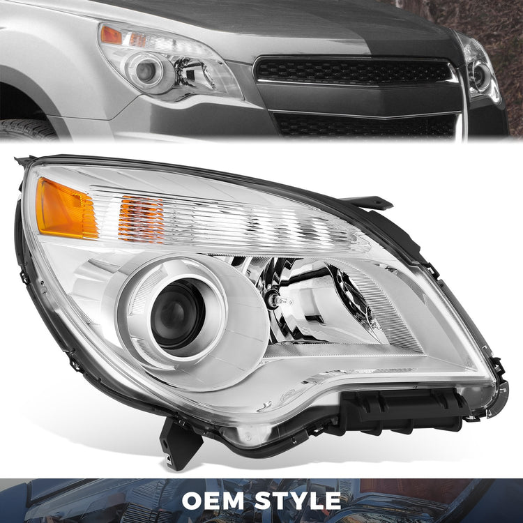 FAROS OE STYLE - 10-15 CHEVY EQUINOX - FITS LTZ MODELS - PROJECTOR HEADLIGHT - H11 LOW / 9005 HIGH / 194 MARKER / 7443NA TURN SIGNAL - CHROME HOUSING / AMBER REFLECTOR - RIGHT