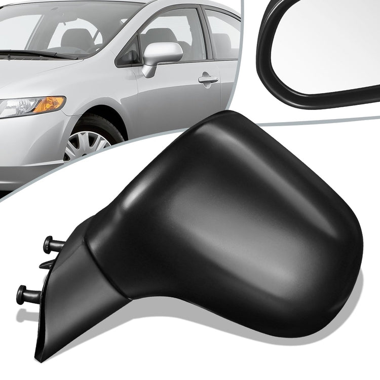 RETROVISOR MIRROR - OEM - 06-11 HONDA CIVIC 4-DOOR - POWERED - TEXTURED - BLACK - LEFT