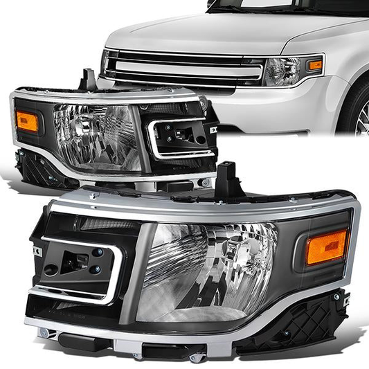 FAROS 13-19 FORD FLEX - FITS MODELS WITH HALOGEN HEADLIGHTS ONLY - BLACK HOUSING / AMBER CORNER - H13 HIGH / LOW BEAM