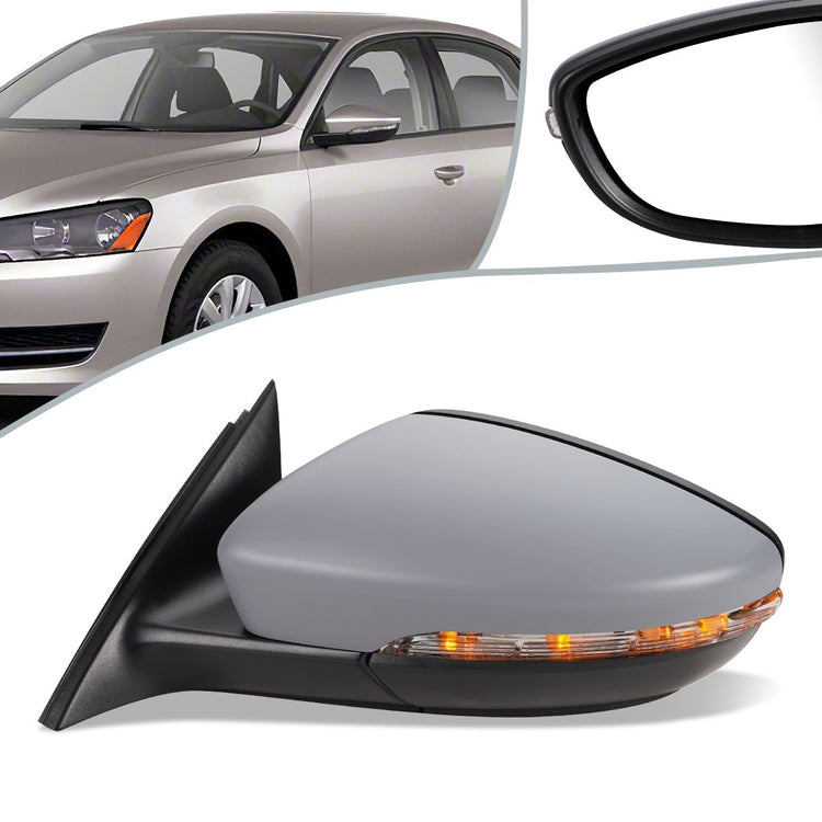 RETROVISOR MIRROR - OEM - 11-15 VOLKSWAGEN PASSAT - POWERED - HEATED - W/ SIGNAL LIGHT - FOLDING - LEFT - GRAY