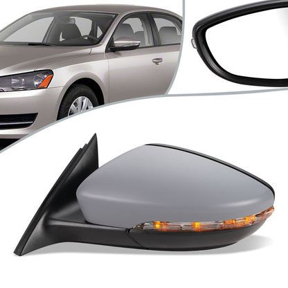 RETROVISOR MIRROR - OEM - 11-15 VOLKSWAGEN PASSAT - POWERED - HEATED - W/ SIGNAL LIGHT - FOLDING - LEFT - GRAY