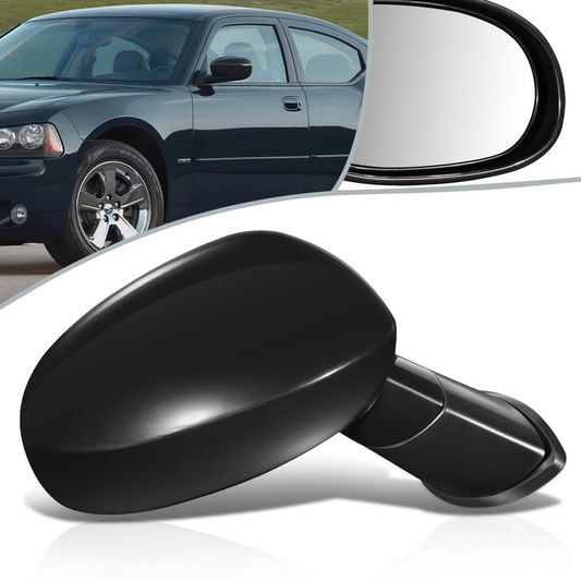 RETROVISOR MIRROR - OEM - 08-14 DODGE CHALLENGER - POWER MIRROR ADJUSTMENT - FOLDING - W/O TURN SIGNAL, PUDDLE LAMP OR HEATED GLASS - PAINTABLE - BLACK - RIGHT