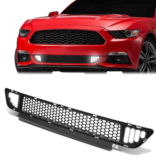 PARRILLA FRONT LOWER GRILLE - 15-17 FORD MUSTANG - HONEYCOMB MESH - W/ LED DRL LIGHT - BLACK