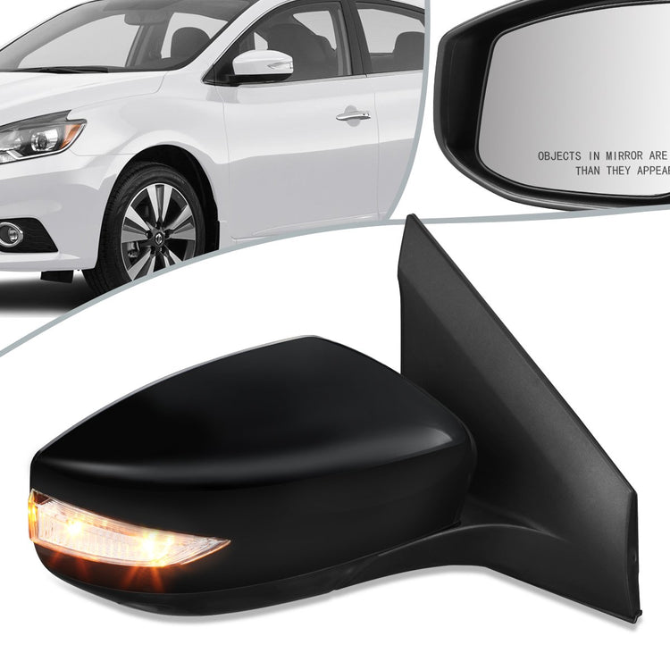 RETROVISOR MIRROR - OEM - 13-15 NISSAN SENTRA - POWERED - W/ SIGNAL LIGHT - FOLDING - BLACK MATERIAL - RIGHT