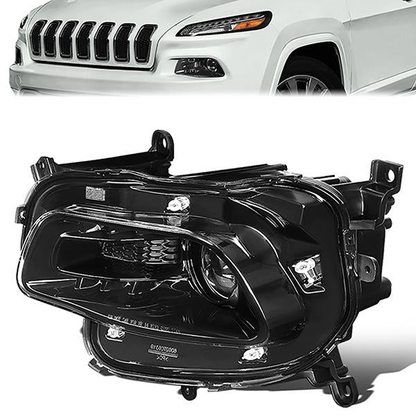 FAROS OE STYLE - 14-18 JEEP CHEROKEE - USES 9012 HIR BULB - LEFT - OE STYLE - BLACK