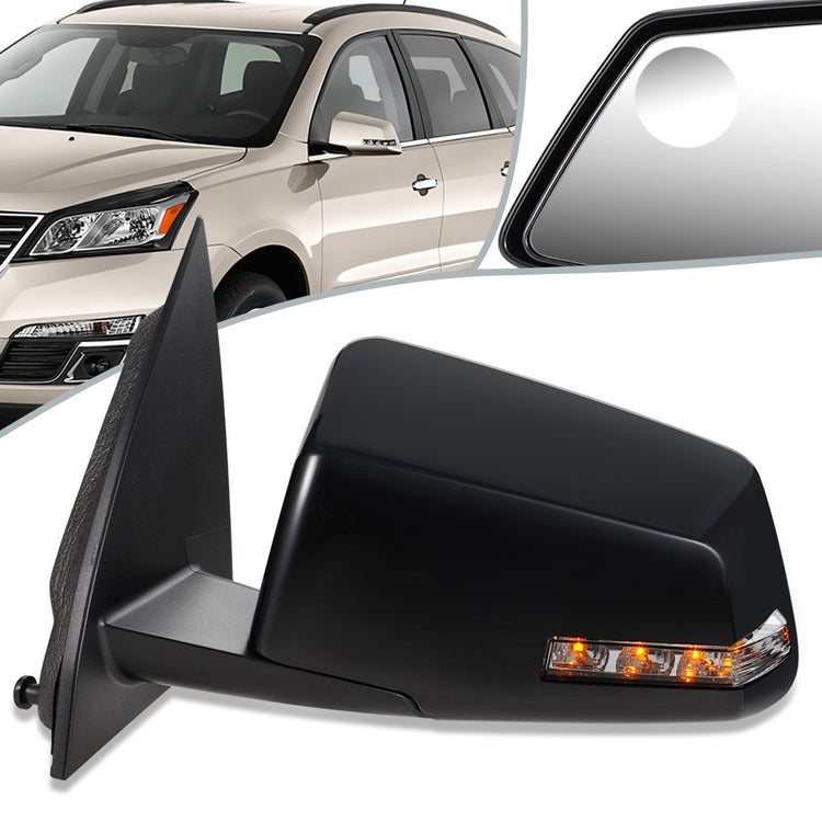 RETROVISOR MIRROR - OEM - 13-17 CHEVY TRAVERSE - POWERED - HEATED - W/ SIGNAL LIGHT - FOLDING - W/ BLIND SPOT GLASS - BLACK - LEFT
