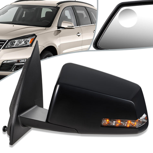 RETROVISOR MIRROR - OEM - 13-17 CHEVY TRAVERSE - POWERED - HEATED - W/ SIGNAL LIGHT - FOLDING - W/ BLIND SPOT GLASS - BLACK - LEFT