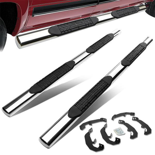 ESTRIBOS 4" - OVAL - STRAIGHT - 19-20 CHEVY SILVERADO - EXTENDED CAB - SILVER