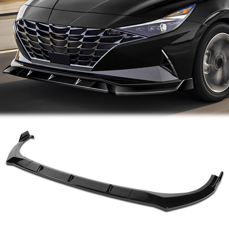 LIP FRONTAL 21-22 HYUNDAI ELANTRA - REQUIRES DRILLING BUMPER FOR INSTALLATION - 3PC - PAINTED GLOSS BLACK