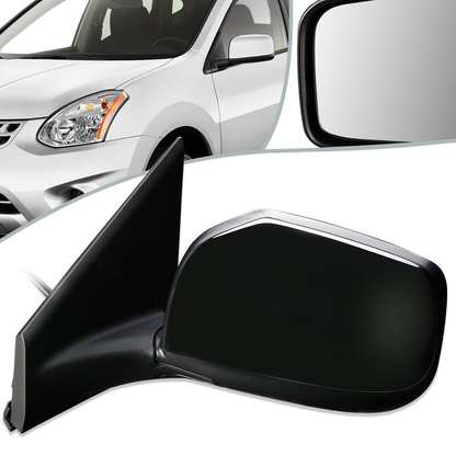 RETROVISOR MIRROR - OEM - 08-13 NISSAN ROGUE - POWERED - HEATED - PAINTABLE - BLACK - LEFT