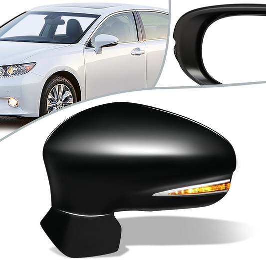 RETROVISOR MIRROR - OEM - 13-15 LEXUS ES350, ES300H - POWERED - HEATED - W/ SIGNAL LIGHT - W/ PUDDLE LIGHT - FOLDING - BLACK MATERIAL - LEFT