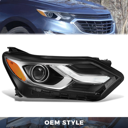 FAROS OE STYLE - 18-21 CHEVROLET EQUINOX - FITS MODELS WITH FACTORY HALOGEN HEADLIGHTS - 9012 HIGH / LOW BEAM / 7444NA TURN SIGNAL - BLACK HOUSING - RIGHT