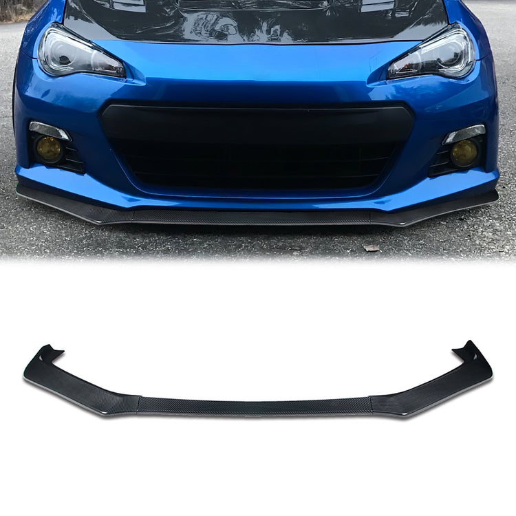 LIP FRONTAL 13-16 SUBARU BRZ - REQUIRES DRILLING BUMPER FOR INSTALLATION - 3PC - CARBON FIBER LOOK