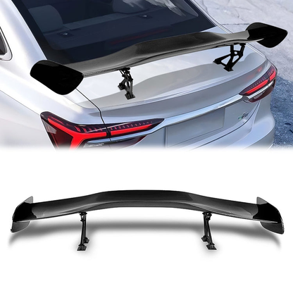 SPOILER SPOILER - UNIVERSAL - 57" TYPE-1 GT STYLE - 58"L X 9.5"W X 8.5"H - FITS VEHICLES WITH 28"W X 6.75"L FLAT TRUNK SPACE - CARBON FIBER LOOK