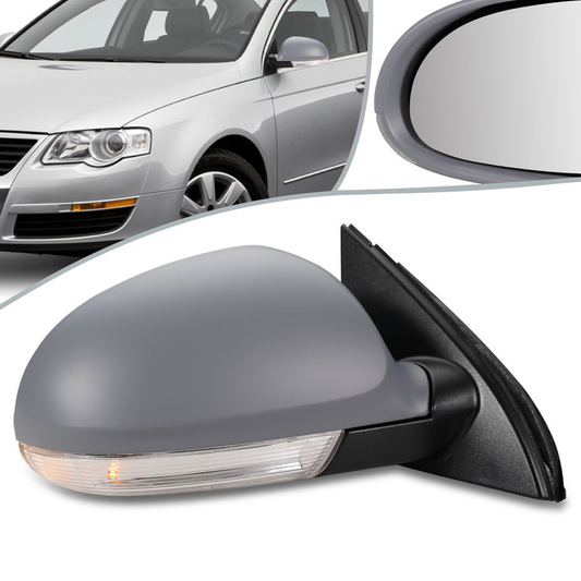 RETROVISOR MIRROR - OEM - 05-10 VOLKSWAGEN PASSAT - POWERED - HEATED - W/ SIGNAL LIGHT - FOLDING - RIGHT - GRAY