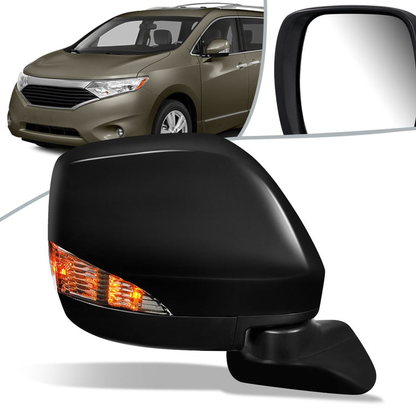 RETROVISOR MIRROR - OEM - 11-17 NISSAN QUEST - POWERED - HEATED - W/ SIGNAL LIGHT - FOLDING - BLACK MATERIAL - RIGHT