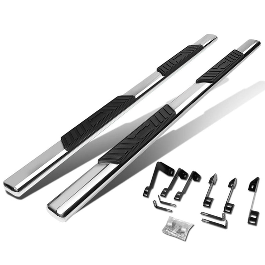 ESTRIBOS 5" - OVAL - STRAIGHT - 99-16 CHEVY SILVERADO 1500, 2500, 3500, GMC SIERRA 1500, 2500, 3500 - EXTENDED CAB - SILVER