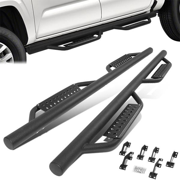ESTRIBOS 4.5" - ROUND DROP STEP - 05-21 TOYOTA TACOMA - DOUBLE CAB - BLACK