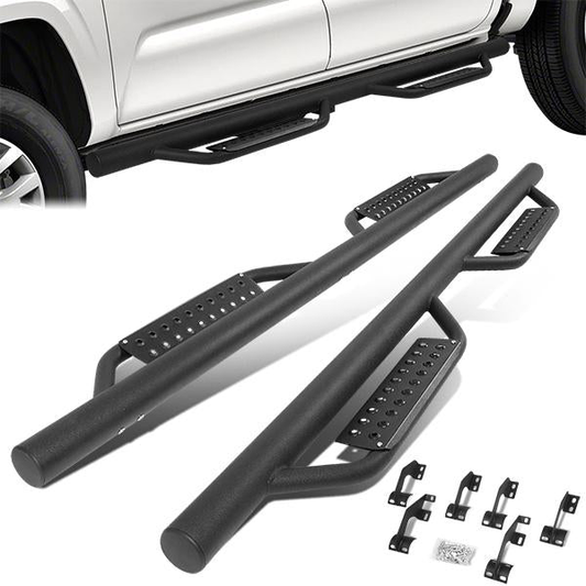 ESTRIBOS 4.5" - ROUND DROP STEP - 05-21 TOYOTA TACOMA - DOUBLE CAB - BLACK