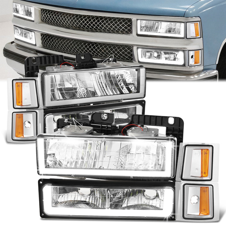 FAROS CLEAR LENS,AMBER REFLECTOR,CHROME HOUSING - 8PCS - LED BAR - 94 CHEVROLET BLAZER / 94-99 CHEVROLET C1500 / 94-99 CHEVROLET C1500 SUBURBAN / 94-00 CHEVROLET C2500 / 94-99 CHEVROLET C2500 SUBURBAN / 94-00 CHEVROLET C3500 / 94-99 CHEVROLET K1500 /
