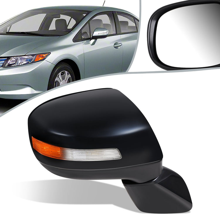 RETROVISOR MIRROR - OEM - 13-15 HONDA CIVIC 4-DR - POWERED - HEATED - W/ SIGNAL LIGHT - FOLDING - BLACK MATERIAL - RIGHT