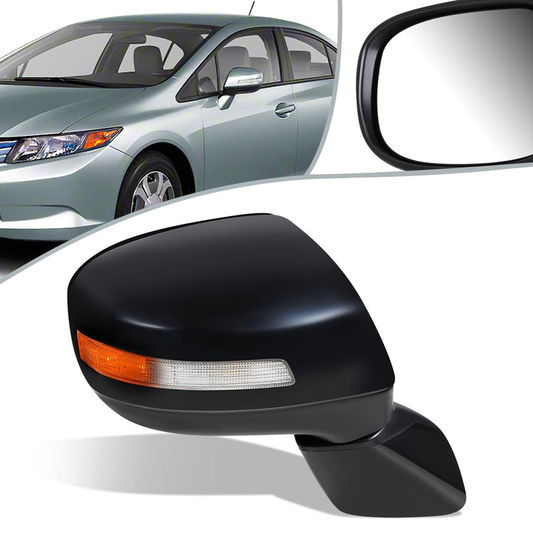 RETROVISOR MIRROR - OEM - 13-15 HONDA CIVIC 4-DR - POWERED - HEATED - W/ SIGNAL LIGHT - FOLDING - BLACK MATERIAL - RIGHT