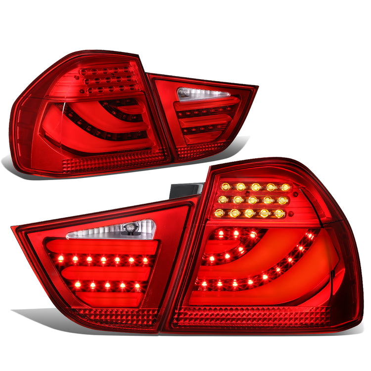 FAROS TRASEROS 09-11 BMW 3-SERIES E90 - 3D STRIP - LED - RED / RED