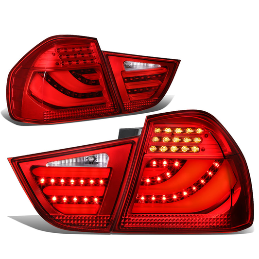 FAROS TRASEROS 09-11 BMW 3-SERIES E90 - 3D STRIP - LED - RED / RED