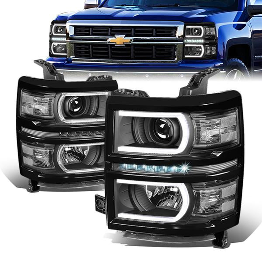 FAROS 14-15 CHEVROLET SILVERADO 1500 - LED DRL - BLACK HOUSING / CLEAR CORNER - H1 LOW BEAM / 9005 HIGH BEAM