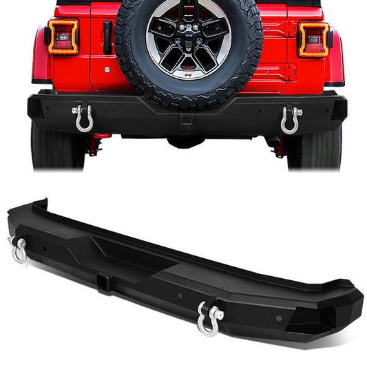 DEFENSA TRASERA OFF ROAD 18-19 JEEP WRANGLER JL - W/ D-RING SHACKLES - BLACK