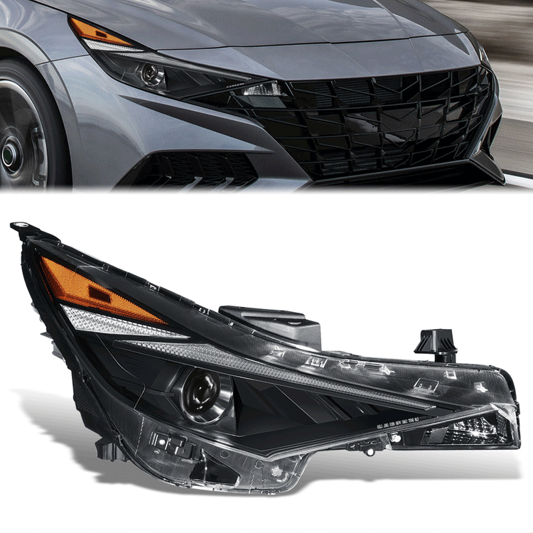 FAROS OE STYLE - 21-22 HYUNDAI ELANTRA - USES 9005 HIGH / LOW BEAM BULBS / 2357 TURN SIGNAL W/ DRL - FITS MODELS W/ FACTORY HALOGEN HEADLIGHTS ONLY - RIGHT - OE STYLE - BLACK