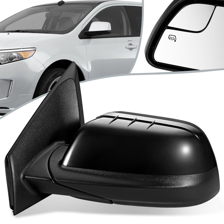 RETROVISOR MIRROR - OEM - 11-14 FORD EDGE - POWERED - HEATED - W/ MEMORY - W/ PUDDLE LIGHT - W/ BLIND SPOT GLASS - BLACK MATERIAL - LEFT