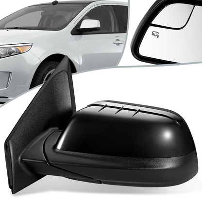 RETROVISOR MIRROR - OEM - 11-14 FORD EDGE - POWERED - HEATED - W/ MEMORY - W/ PUDDLE LIGHT - W/ BLIND SPOT GLASS - BLACK MATERIAL - LEFT