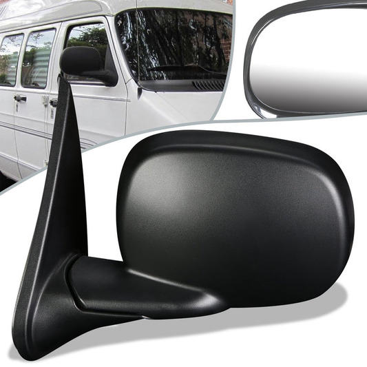 RETROVISOR MIRROR - 98 DODGE B1500, B2500, B3500 / 99-03 DODGE RAM 1500, 2500, 3500 VAN - POWERED - OEM - LEFT - TEXTURED/BLACK