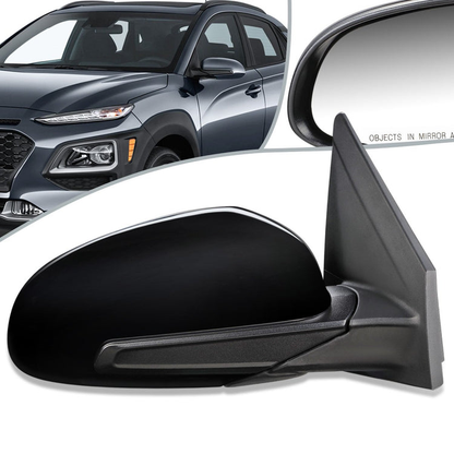 RETROVISOR MIRROR - OEM - 18-20 HYUNDAI KONA - POWERED - FOLDING - BLACK MATERIAL - RIGHT