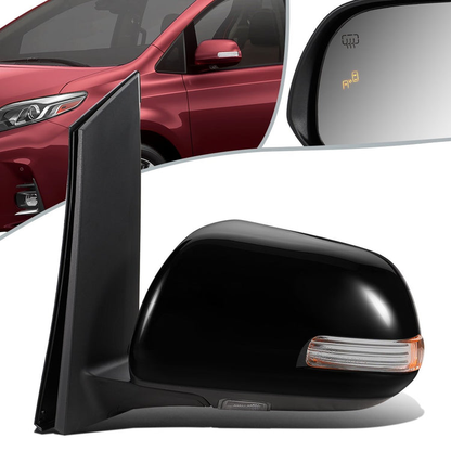 RETROVISOR MIRROR - OEM - 11-17 TOYOTA SIENNA - POWERED - HEATED - W/ SIGNAL LIGHT - W/ MEMORY - W/ PUDDLE LIGHT - W/ BSD - FOLDING - BLACK - LEFT