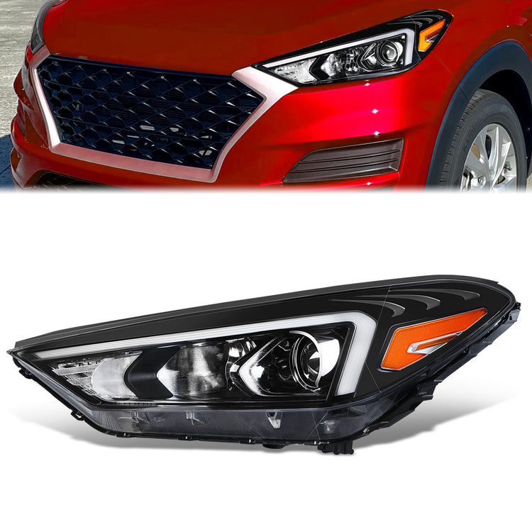 FAROS OE STYLE - 19-21 HYUNDAI TUCSON - USES 9005 HIGH / H7 LOW BEAM BULBS / 2357A TURN SIGNAL - FITS HALOGEN LAMP MODELS W/O LED POSITION LAMP - LEFT - OE STYLE - BLACK