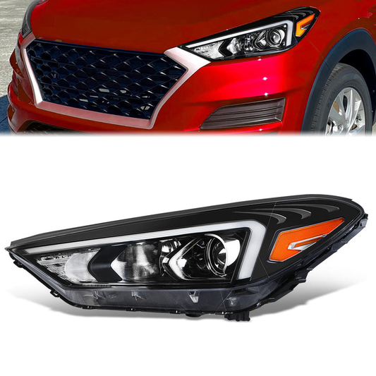 FAROS OE STYLE - 19-21 HYUNDAI TUCSON - USES 9005 HIGH / H7 LOW BEAM BULBS / 2357A TURN SIGNAL - FITS HALOGEN LAMP MODELS W/O LED POSITION LAMP - LEFT - OE STYLE - BLACK