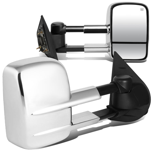 RETROVISORES EXTENDIBLES TOWING MIRROR - 07-12 CHEVY SILVERADO / GMC SIERRA - PAIR - POWERED W/ HEATED W/O SIGNAL - CHROME