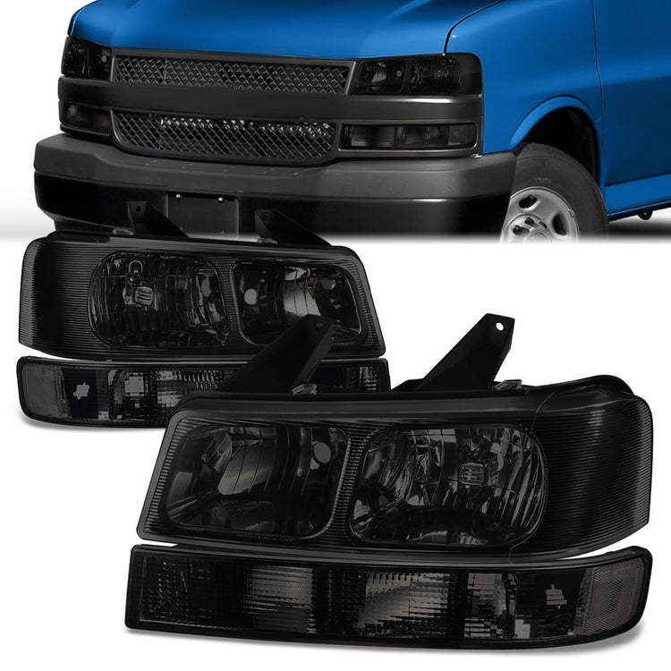 FAROS 4PCS - 03-14 CHEVROLET EXPRESS 1500 / 03-03 CHEVROLET EXPRESS 2500 / 03-23 CHEVROLET EXPRESS 3500 / 09-22 CHEVROLET EXPRESS 4500 / 03-14 GMC SAVANA 1500 / 03-23 GMC SAVANA 2500 / 03-23 GMC SAVANA 3500 / 09-22 GMC SAVANA 4500 - FITS MODELS WITH
