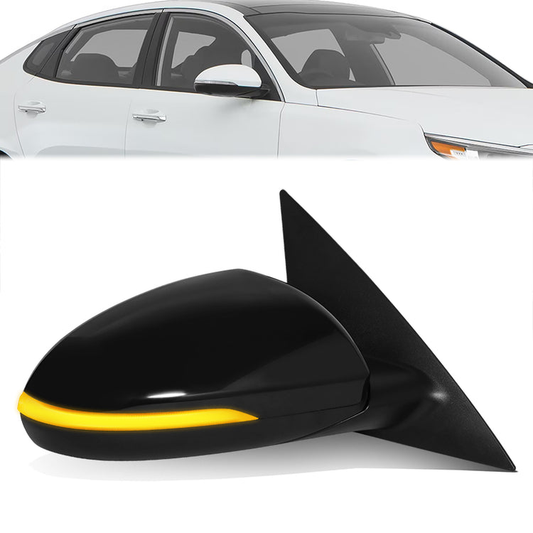 RETROVISOR MIRROR - OE STYLE - KIA OPTIMA 16-20 - WITH POWER FOLD WITH HEATED GLASS WITH BLIND SPOT - WITHOUT HYBRID - PASSENGER SIDE - PAINT TO MATCH - BLACK