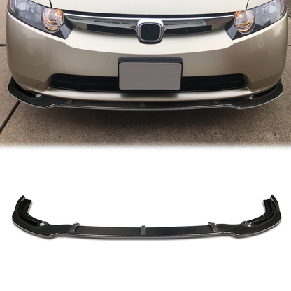 LIP FRONTAL 06-08 HONDA CIVIC SEDAN 4-DR - REQUIRES DRILLING BUMPER FOR INSTALLATION - 3PC - REAL CARBON FIBER