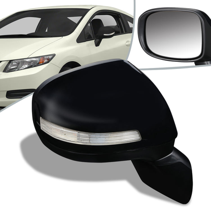 RETROVISOR MIRROR - OEM - 13-15 HONDA CIVIC 4-DR - POWERED - W/ SIGNAL LIGHT - FOLDING - BLACK MATERIAL - RIGHT