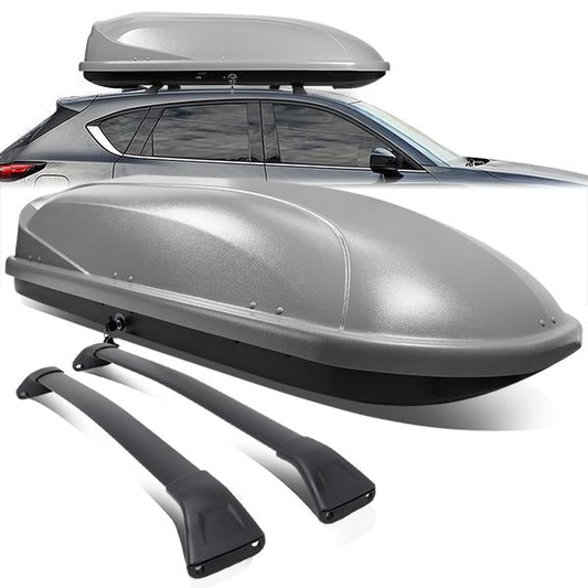 PORTAEQUIPAJE ROOF RACK CROSS BARS + CARGO ROOF BOX - 17-18 MAZDA CX-5 - BOLTS ONTO OEM ROOF RAILS ONLY - GRAY