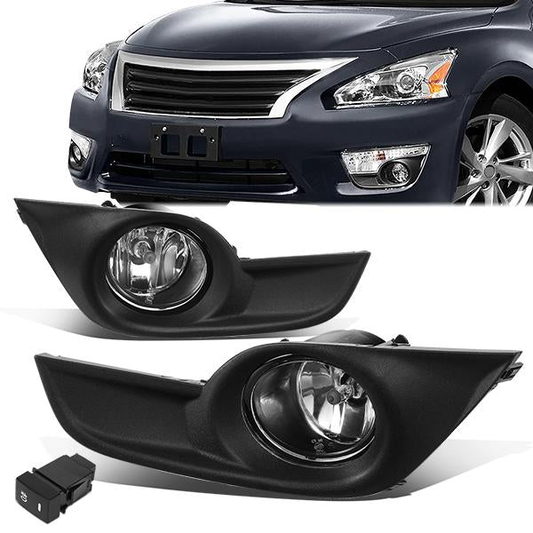 FAROS DE NIEBLA 13-15 NISSAN ALTIMA SEDAN - WITH SWITCH, BLACK BEZEL - CHROME / CLEAR